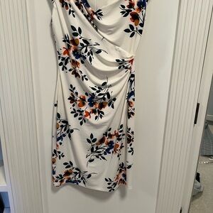 Ralph Lauren Cream Faux Wrap Dress with Multi Color Floral Print. Size 4